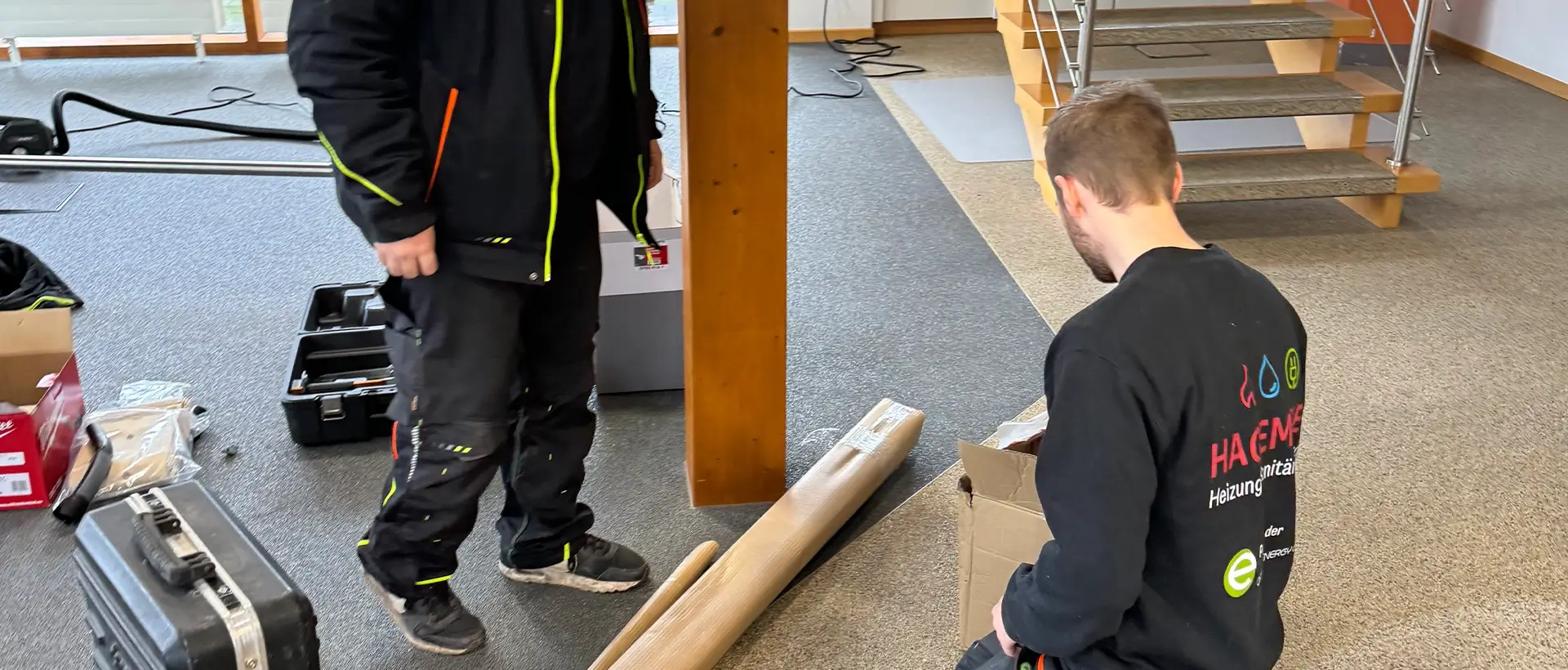 Hagemeier Mitarbeiter auf der Baustelle im Haus